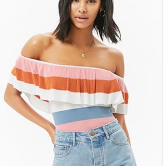 Forever 21 Tops - Forever21 Off Shoulder Striped Top